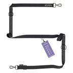 STUCH Premium multifunctionele hondenriem in zwart – veganistische, slijtvaste riem met zeven lengte-instellingen voor veelzijdige wandelingen.