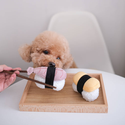 Sushirollen aus Plüsch – Spielzeug für kleine Hunde