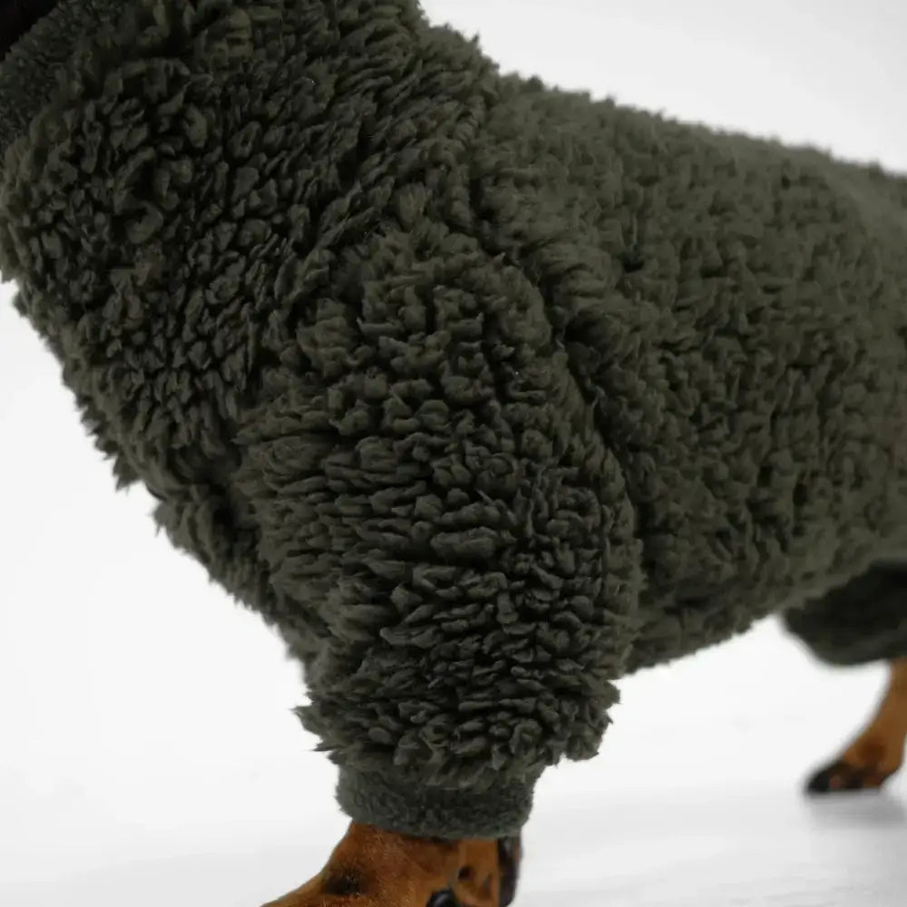 Teddy Overall für Dackel Dark Olive - Hundepullover