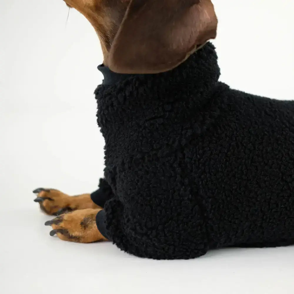 Teddy Overall für Dackel Schwarz - Hundepullover