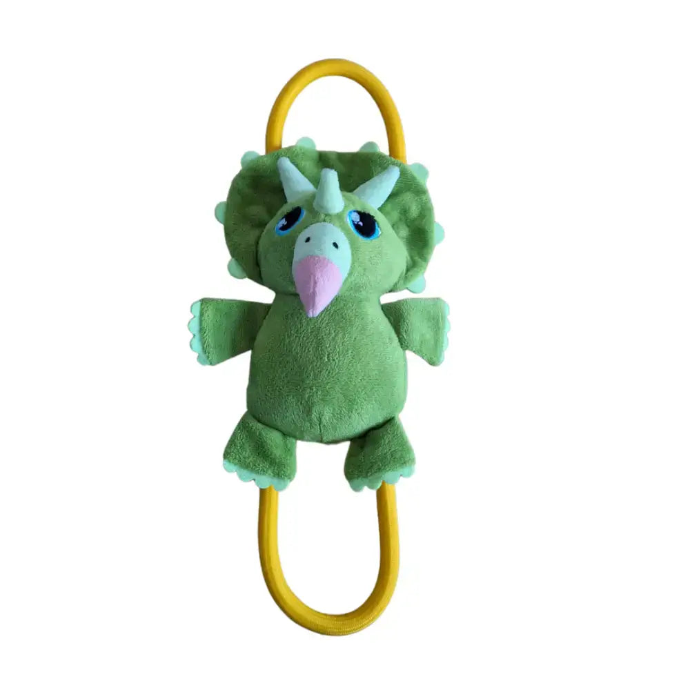 Timmie Triceratops Plüschspielzeug von Pawstory, Vorderansicht, kuschelweiches und robustes Spielzeug für Hunde