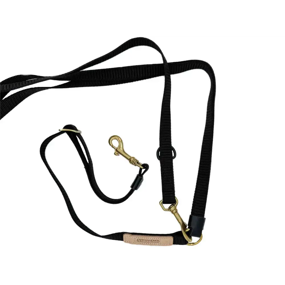 Stufenlos verstellbare Umhängeleine für Hunde – Niggeloh in Schwarz für optimale Kontrolle.