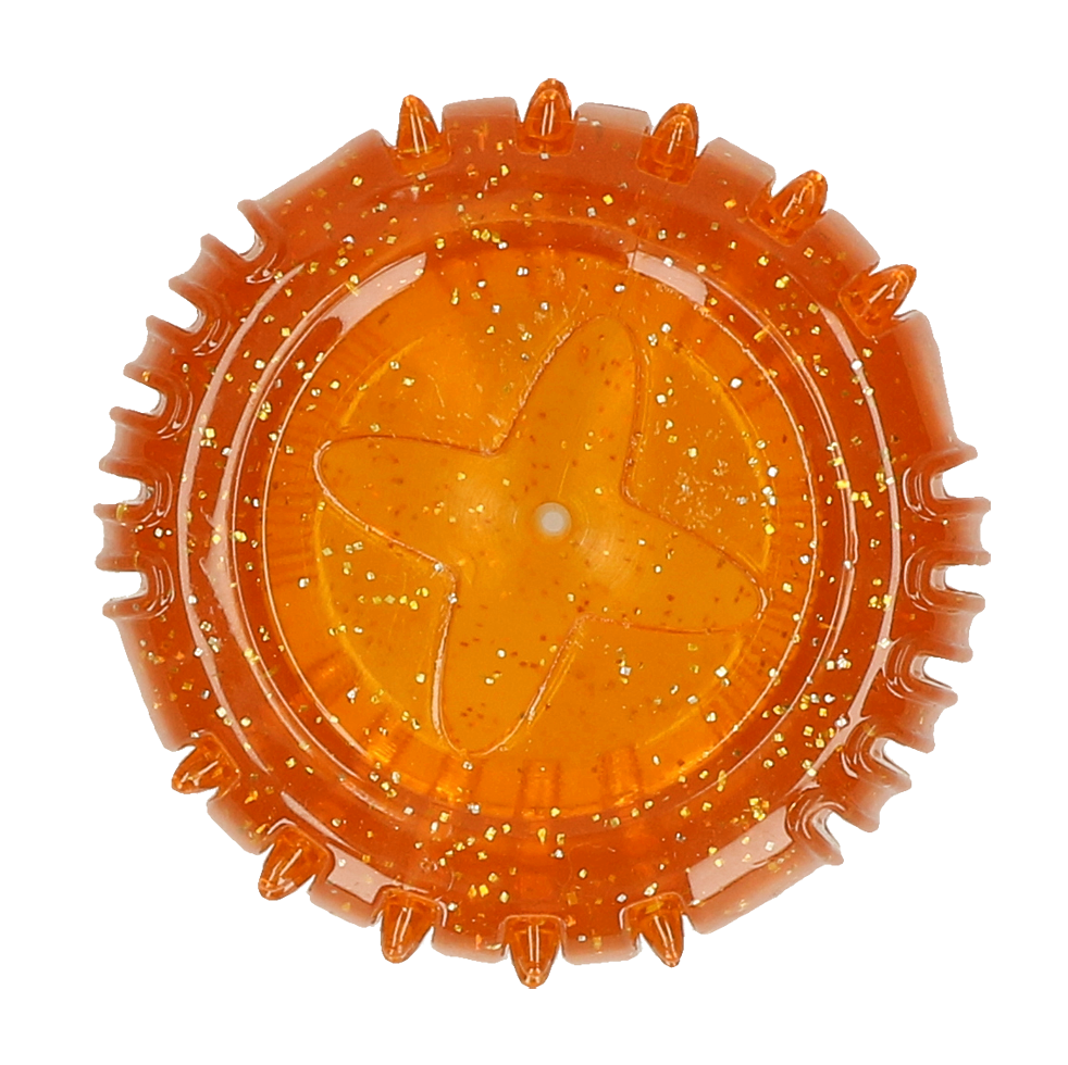 Hundespielzeug gegen Zahnstein – robuster Snackball mit Kaustruktur in Orange