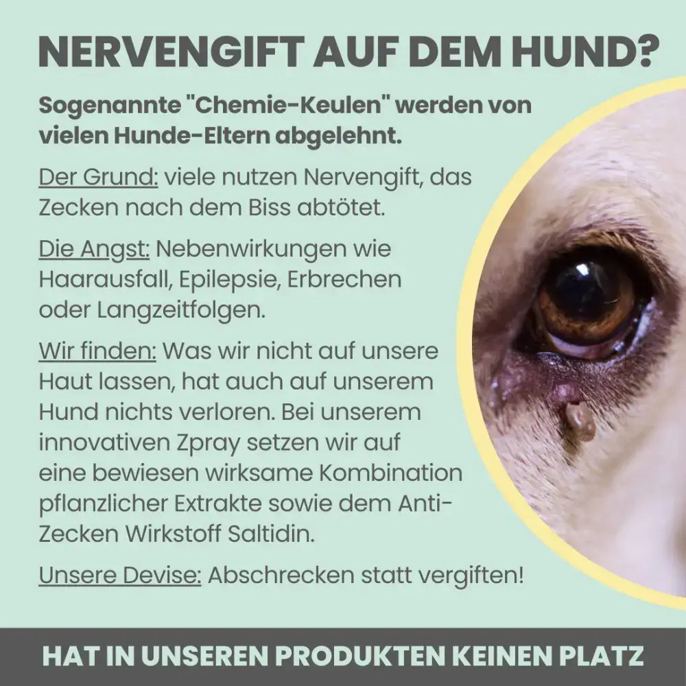 Pflegendes Zeckenspray für Hunde mit Niemöl und Kokosöl – sanfter Schutz mit natürlicher Pflege.